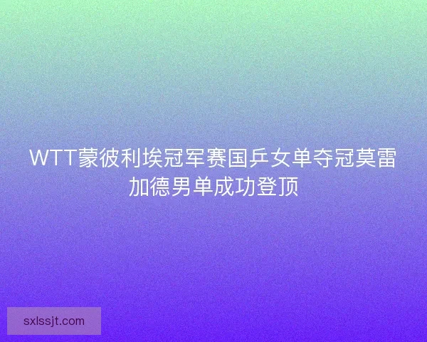 WTT蒙彼利埃冠军赛国乒女单夺冠莫雷加德男单成功登顶